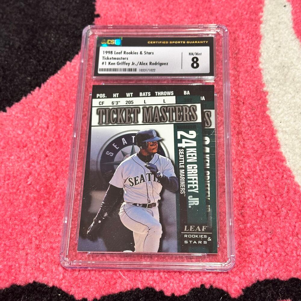 Ken Griffey Jr & Alex Rodriguez 1998 Leaf Rookies & Stars Ticket Masters CSG 8